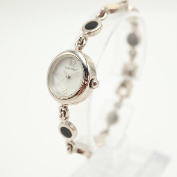 Nine West Womens MOP Petite 20mm Watch Art Deco Dot Bracelet w New Battery - Picture 9 of 14